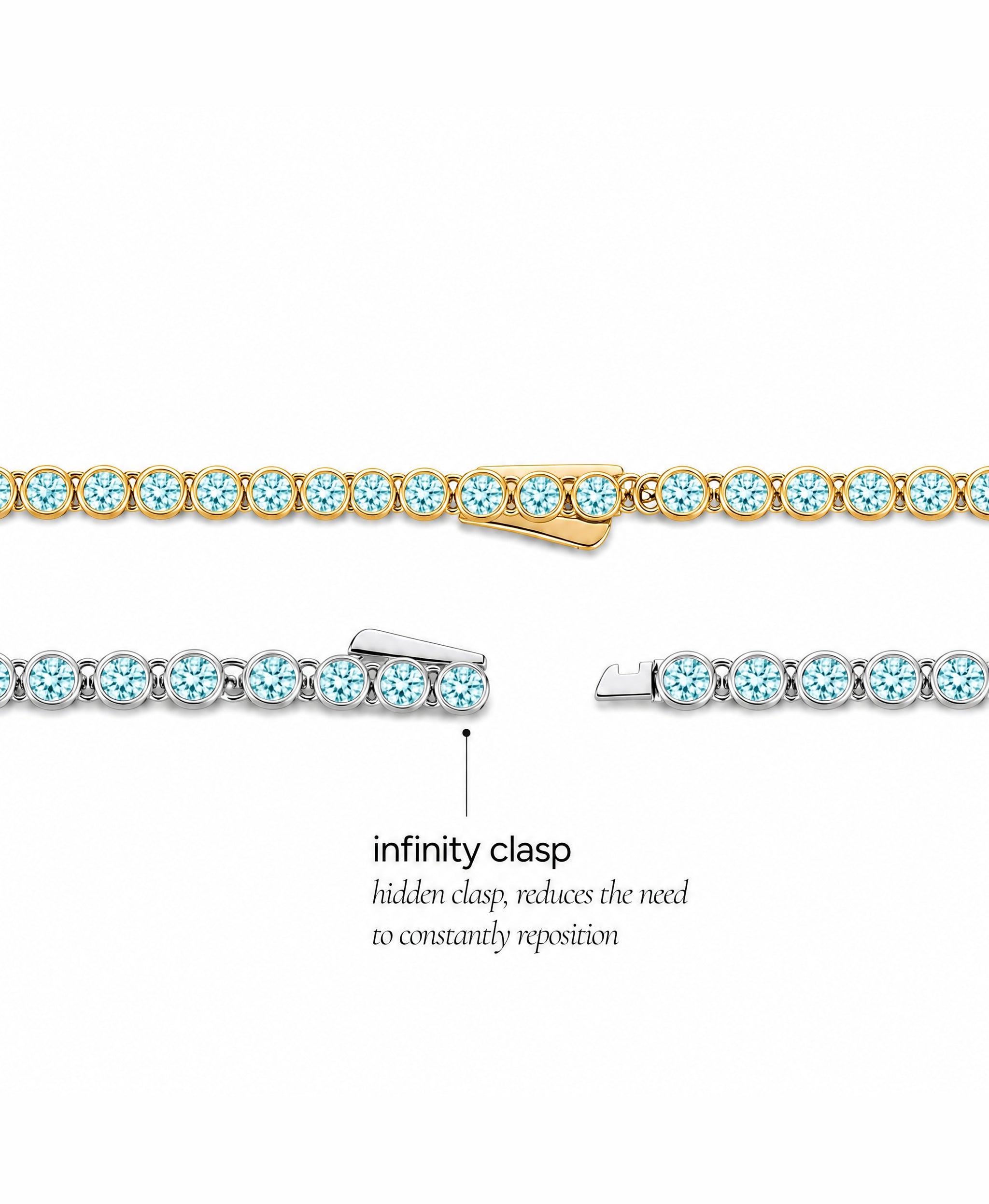 Helene Bezel Aquamarine CZ Tennis Necklace