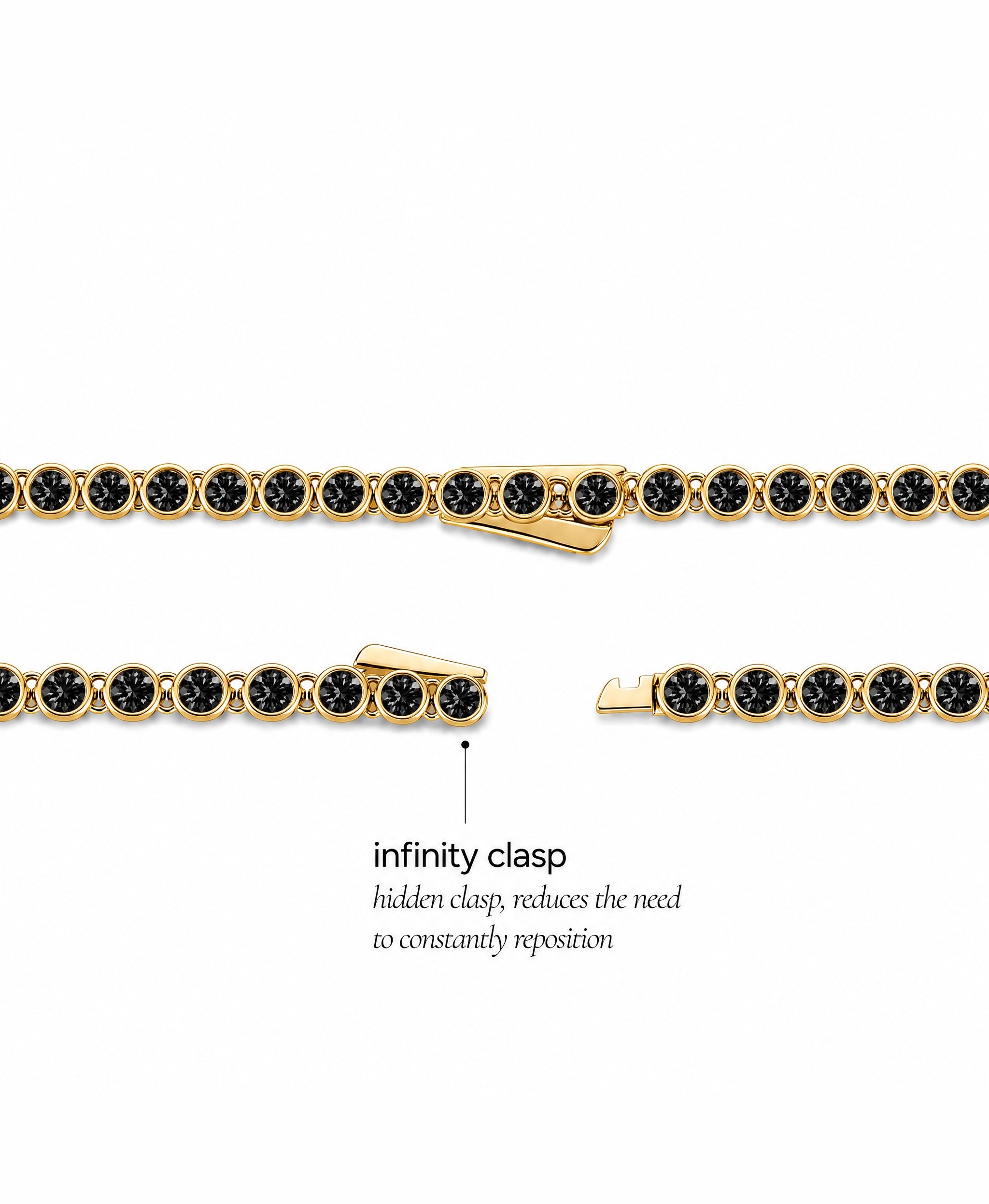 Helene Bezel Black CZ Tennis Necklace