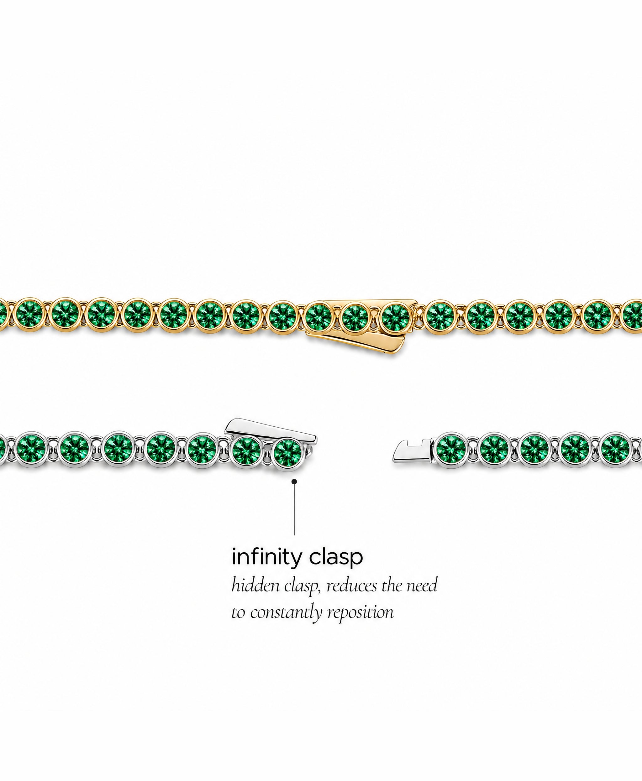 Helene Bezel Emerald CZ Tennis Necklace