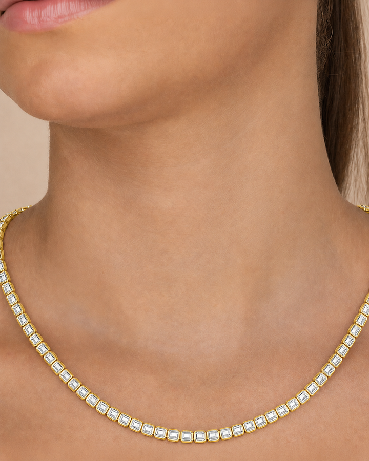 Helene Emerald Cut Tennis Necklace