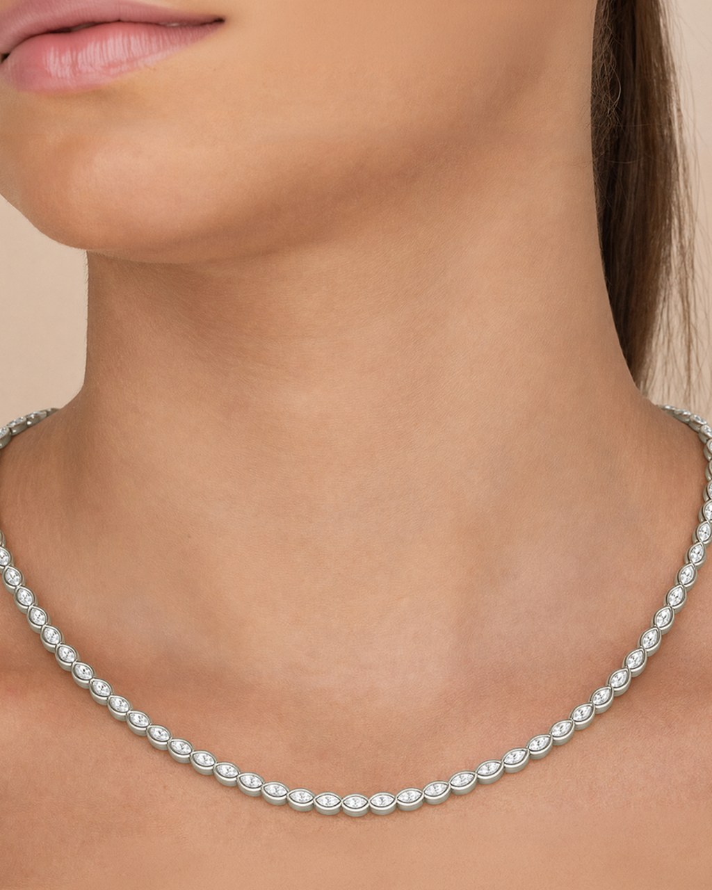 Helene Marquise Cut Tennis Necklace