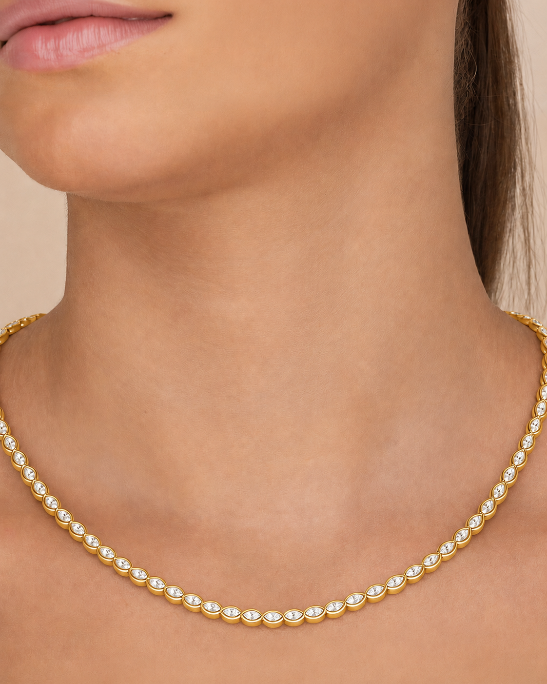 Helene Marquise Cut Tennis Necklace