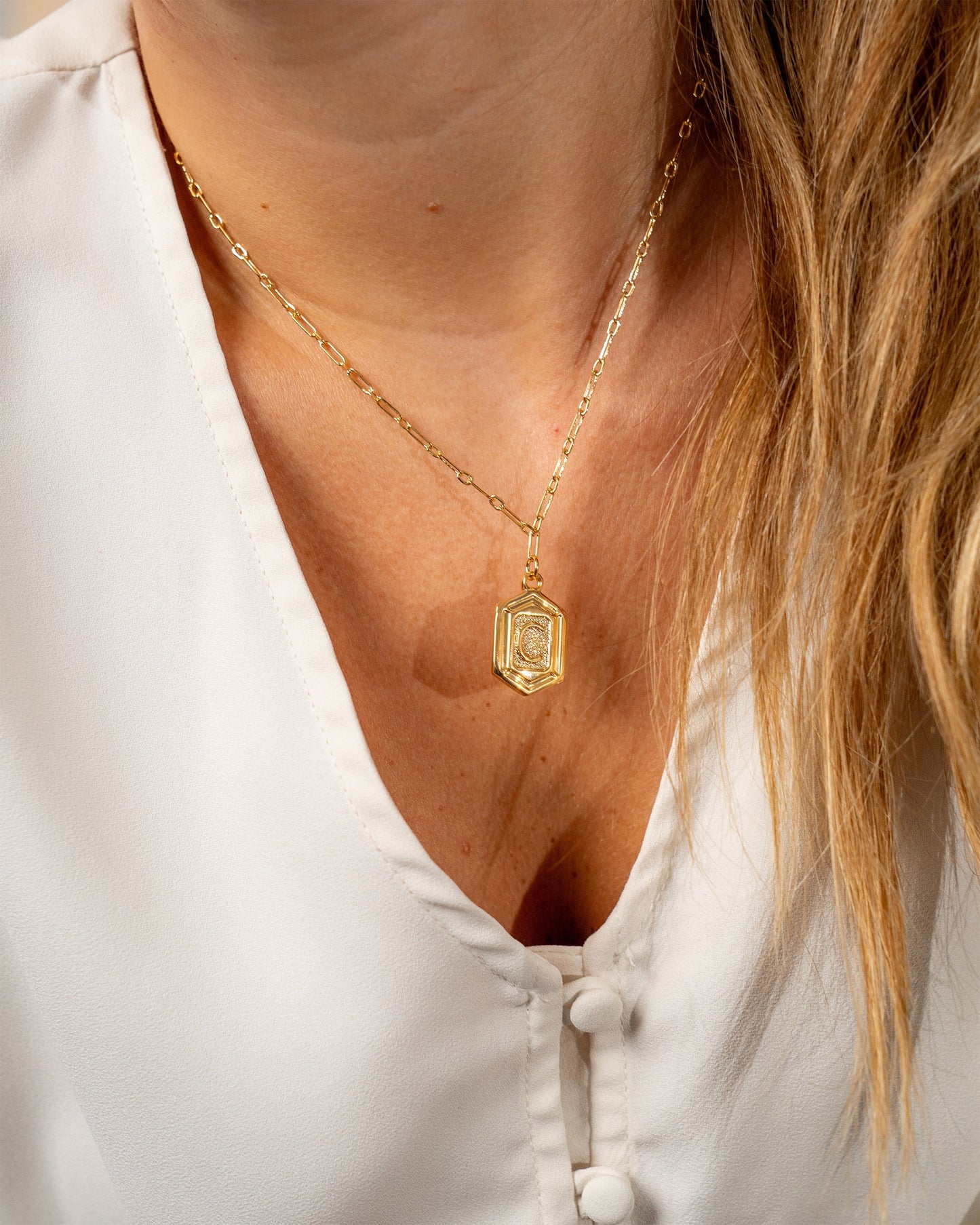 Hexagon Tag Initial Pendant Necklace Necklace Sterling Forever 