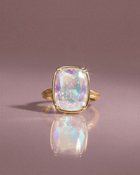 Sterling Silver Elongated Cushion Iridescent CZ Cocktail Ring