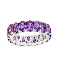 Sterling Silver Janis Amethyst CZ Eternity Band Ring
