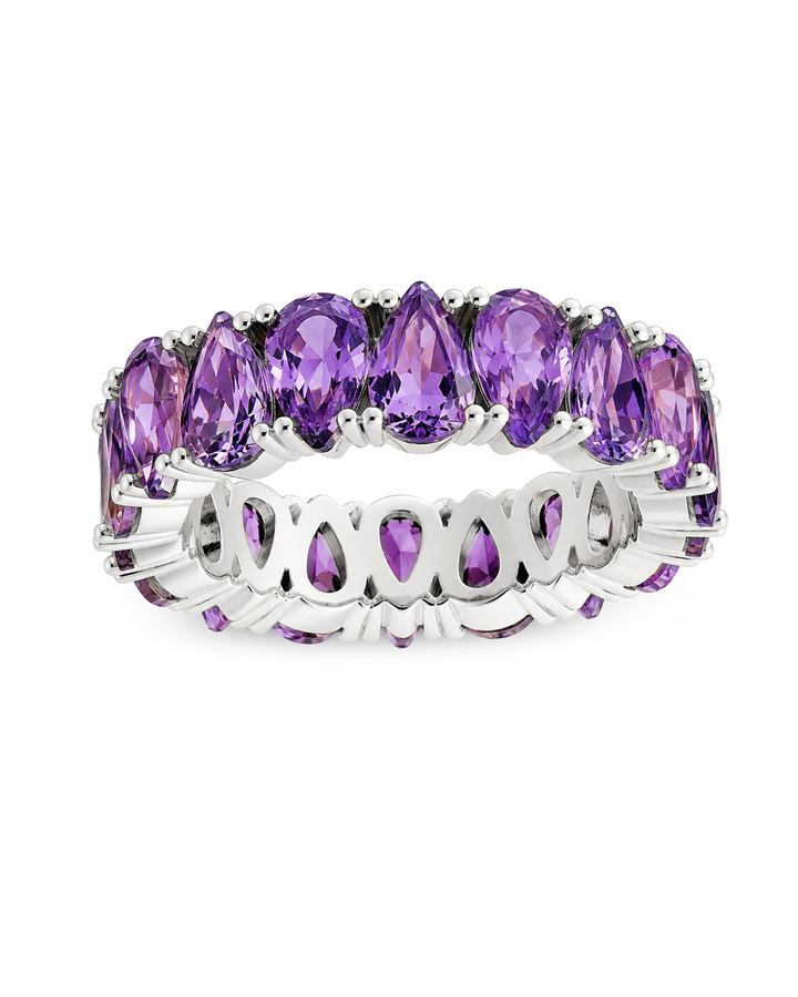 Sterling Silver Janis Amethyst CZ Eternity Band Ring