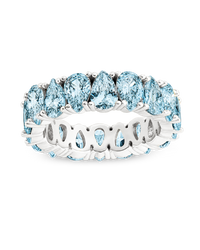 Sterling Silver Janis Aquamarine CZ Eternity Band Ring