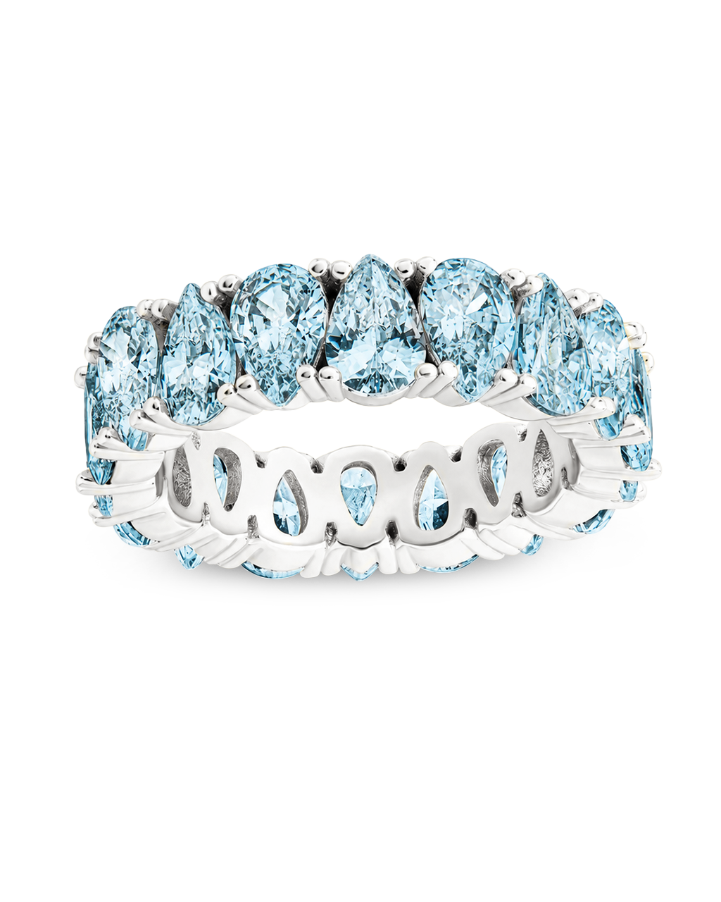 Sterling Silver Janis Aquamarine CZ Eternity Band Ring
