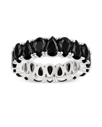Sterling Silver Janis Black CZ Eternity Band Ring