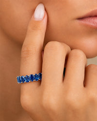 Sterling Silver Janis Sapphire CZ Eternity Band Ring