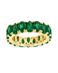Sterling Silver Janis Emerald CZ Eternity Band Ring