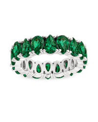 Sterling Silver Janis Emerald CZ Eternity Band Ring
