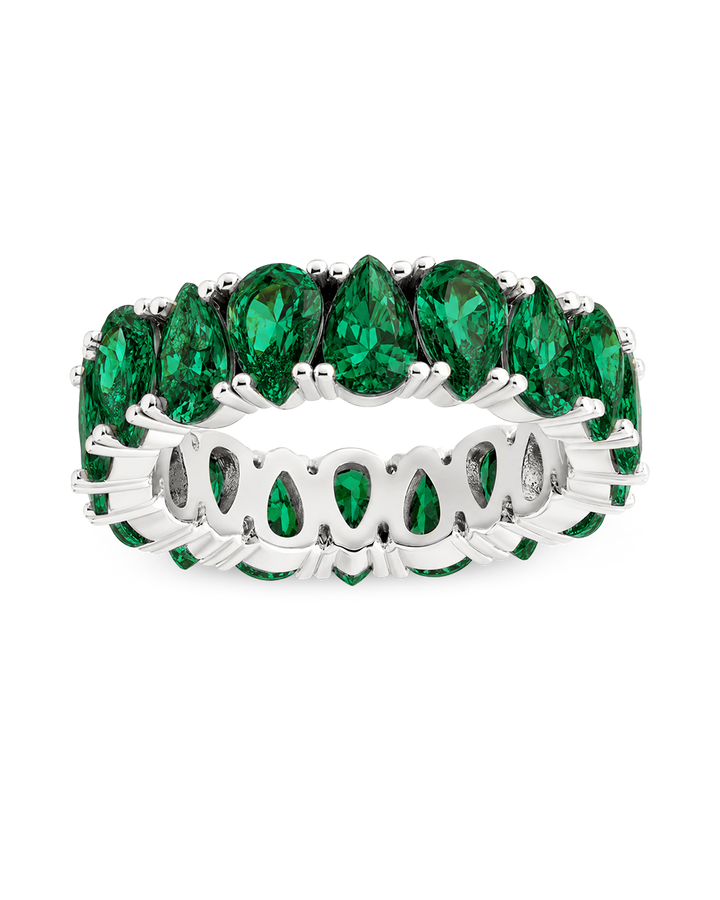 Sterling Silver Janis Emerald CZ Eternity Band Ring