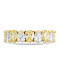 Sterling Silver Pear Cut Light Yellow CZ Celebration Band Ring
