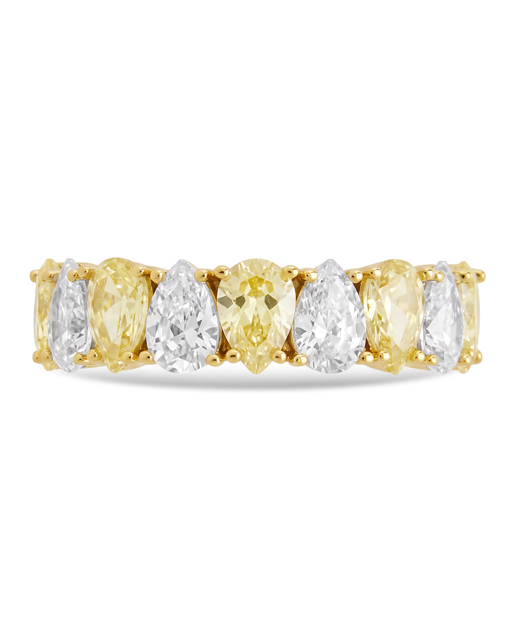 Sterling Silver Pear Cut Light Yellow CZ Celebration Band Ring