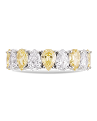 Sterling Silver Pear Cut Light Yellow CZ Celebration Band Ring