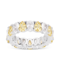Sterling Silver Pear Cut Light Yellow CZ Celebration Band Ring