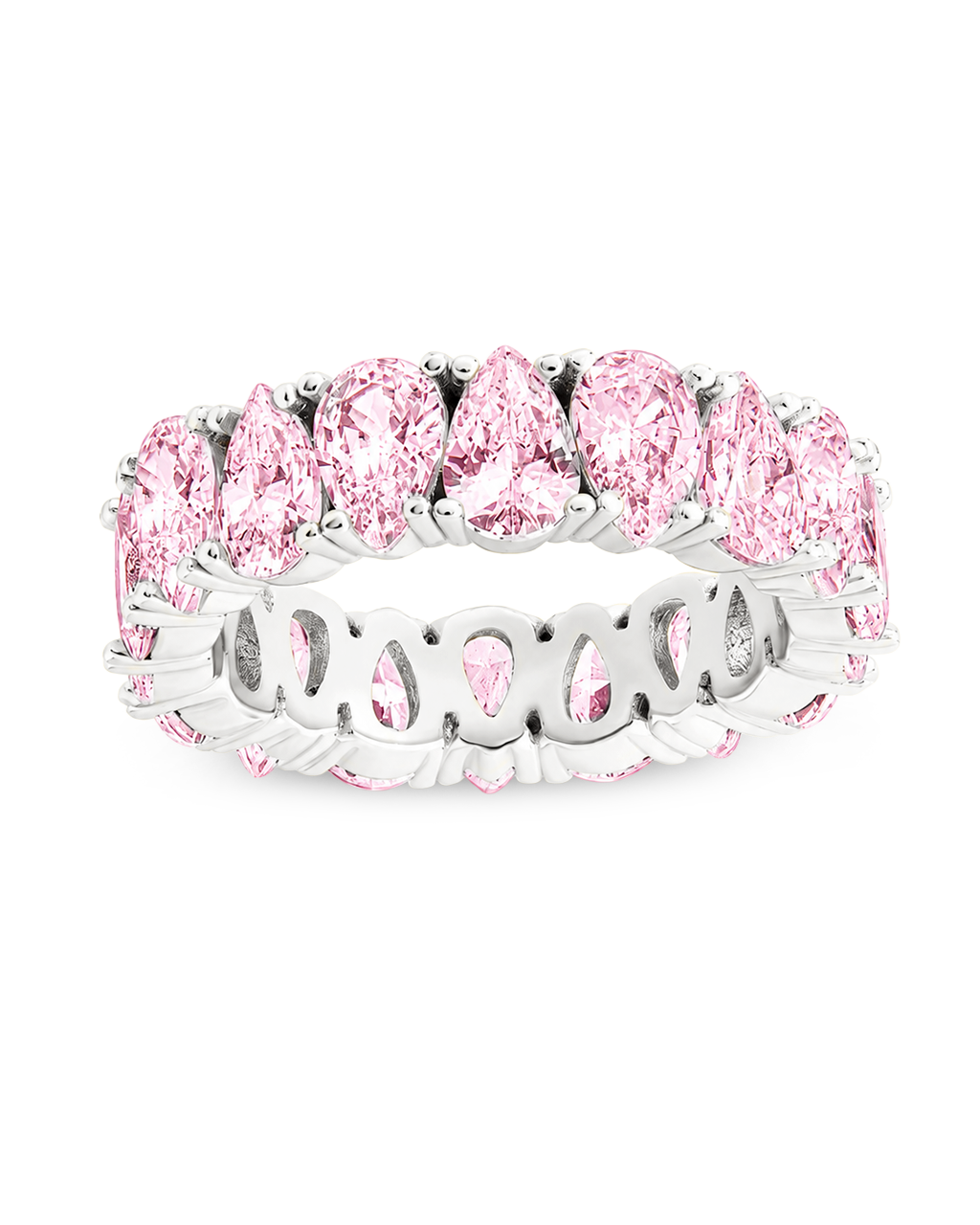 Sterling Silver Janis Light Pink CZ Eternity Band Ring