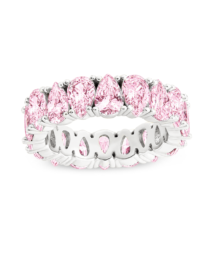 Sterling Silver Janis Light Pink CZ Eternity Band Ring
