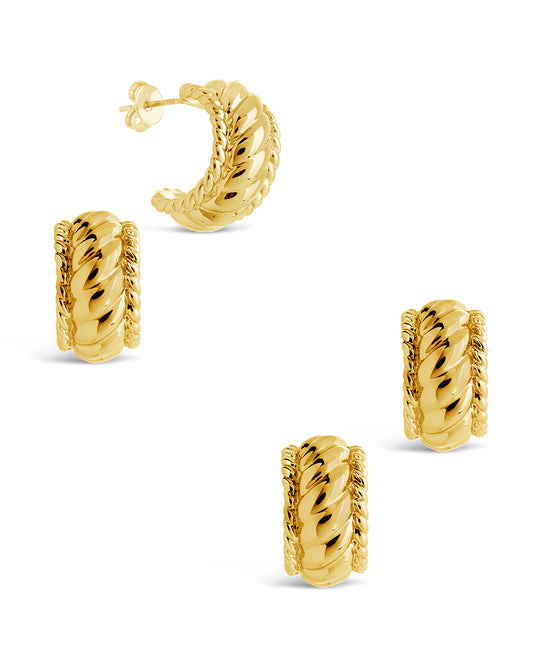 Kalina Quilted Huggie Hoop Earrings Set of 2