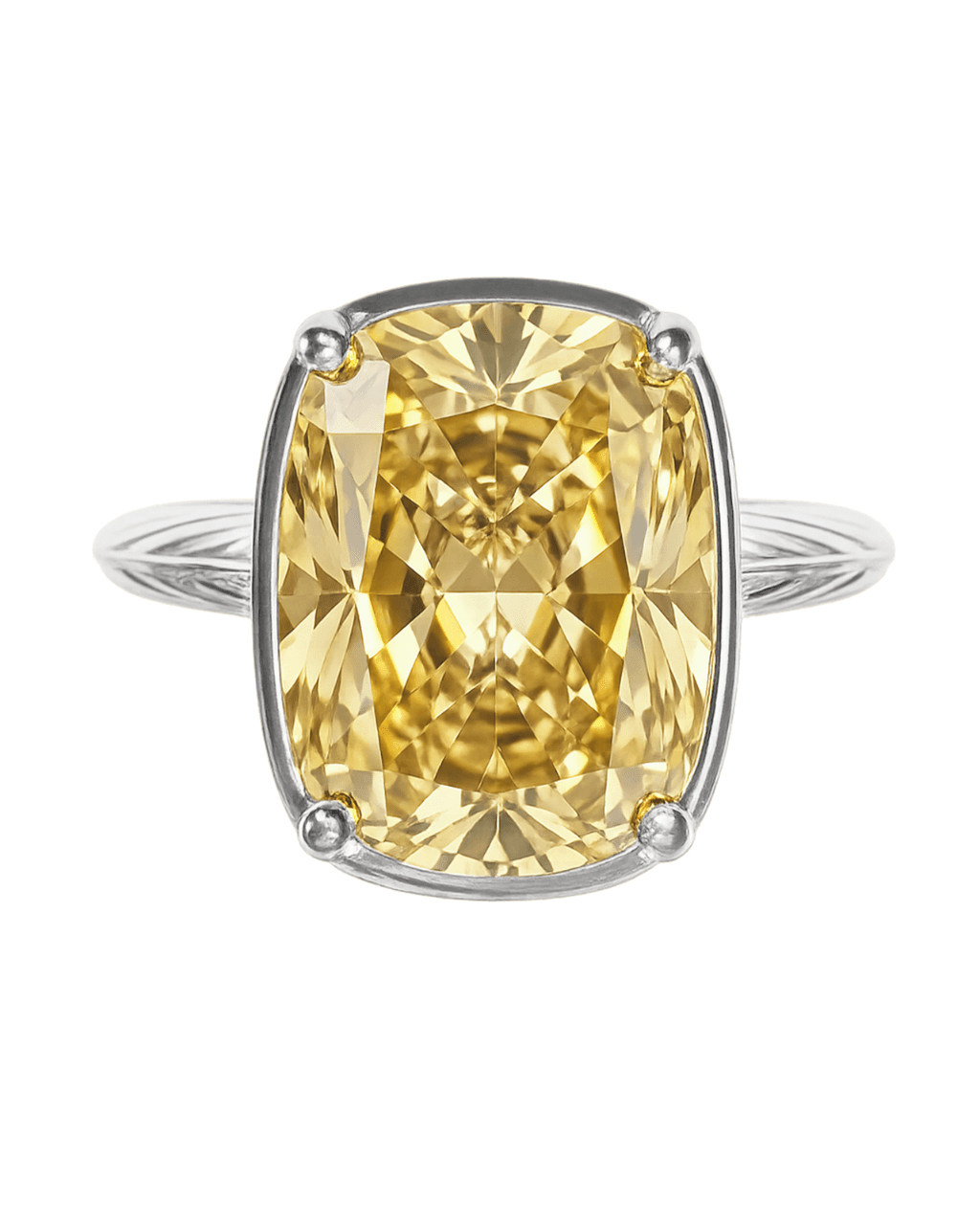 Sterling Silver Elongated Cushion Light Yellow CZ Cocktail Ring - Sterling Forever
