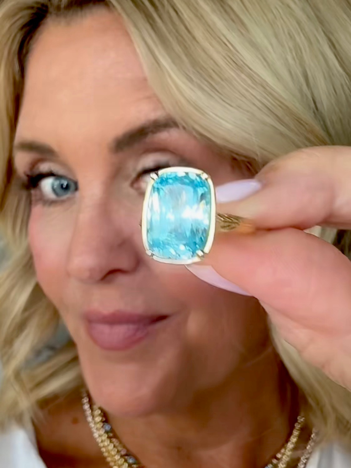 Aquamarine Cushion Cocktail Ring