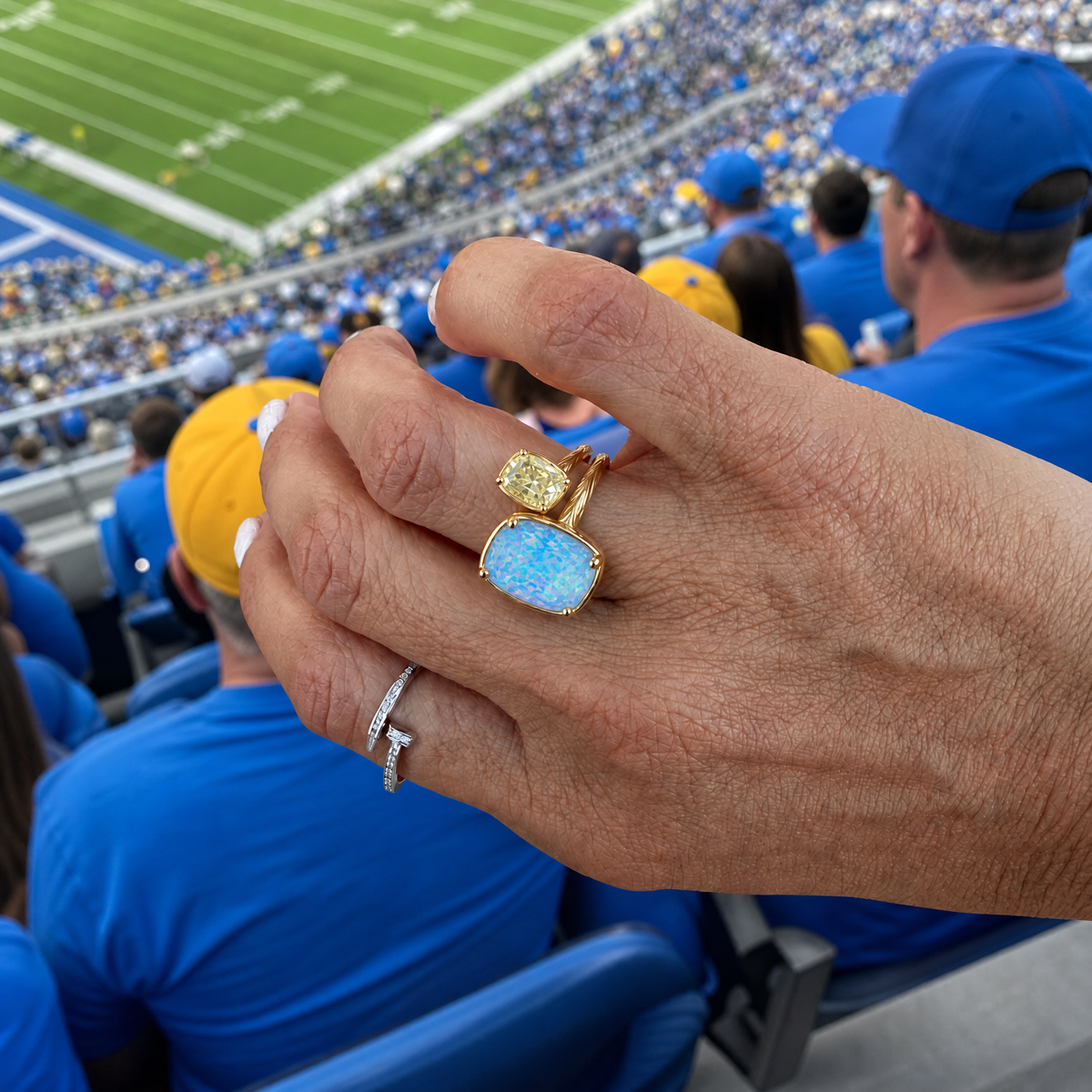 Los Angeles Powder Blue & Gold Game Day Ring Stack