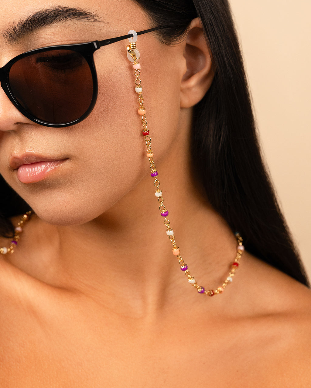 Multicolor Beaded Station Sunglass Chain