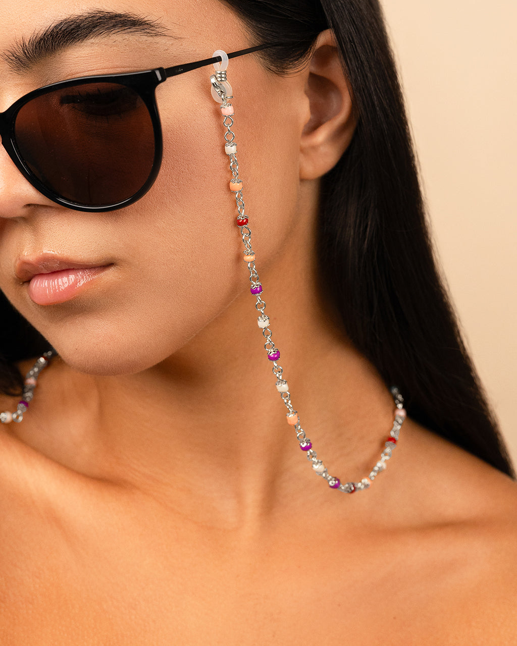 Multicolor Beaded Station Sunglass Chain