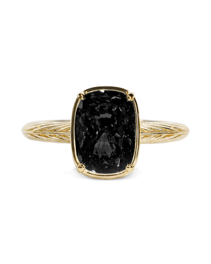 Sterling Silver Mini Black Elongated Cushion Ring