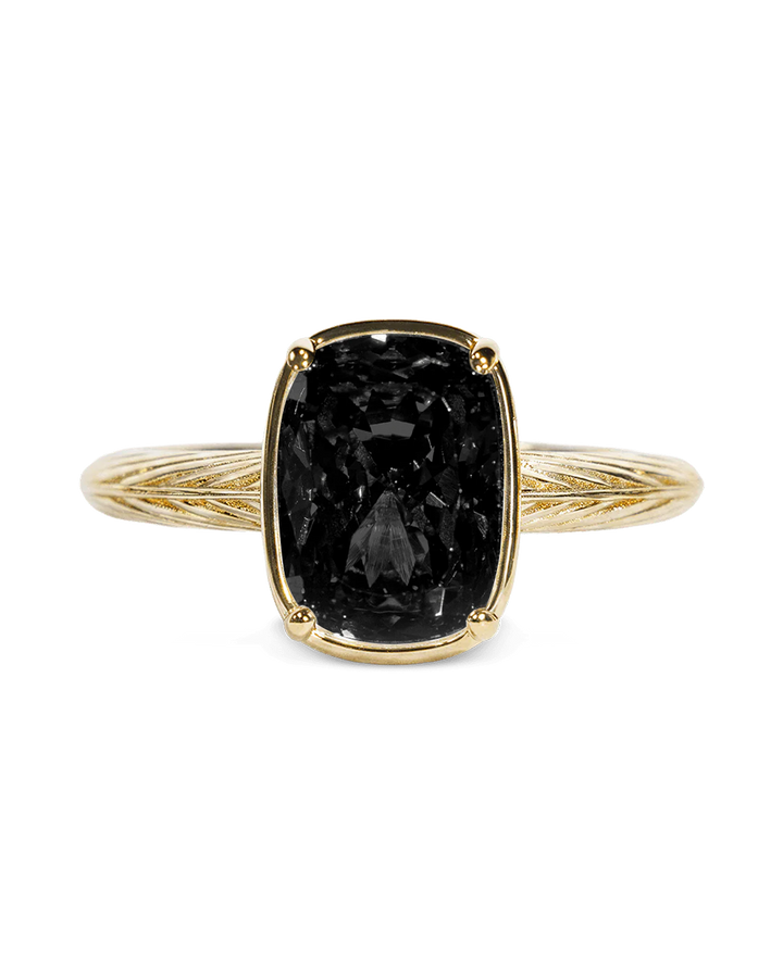Sterling Silver Mini Black Elongated Cushion Ring