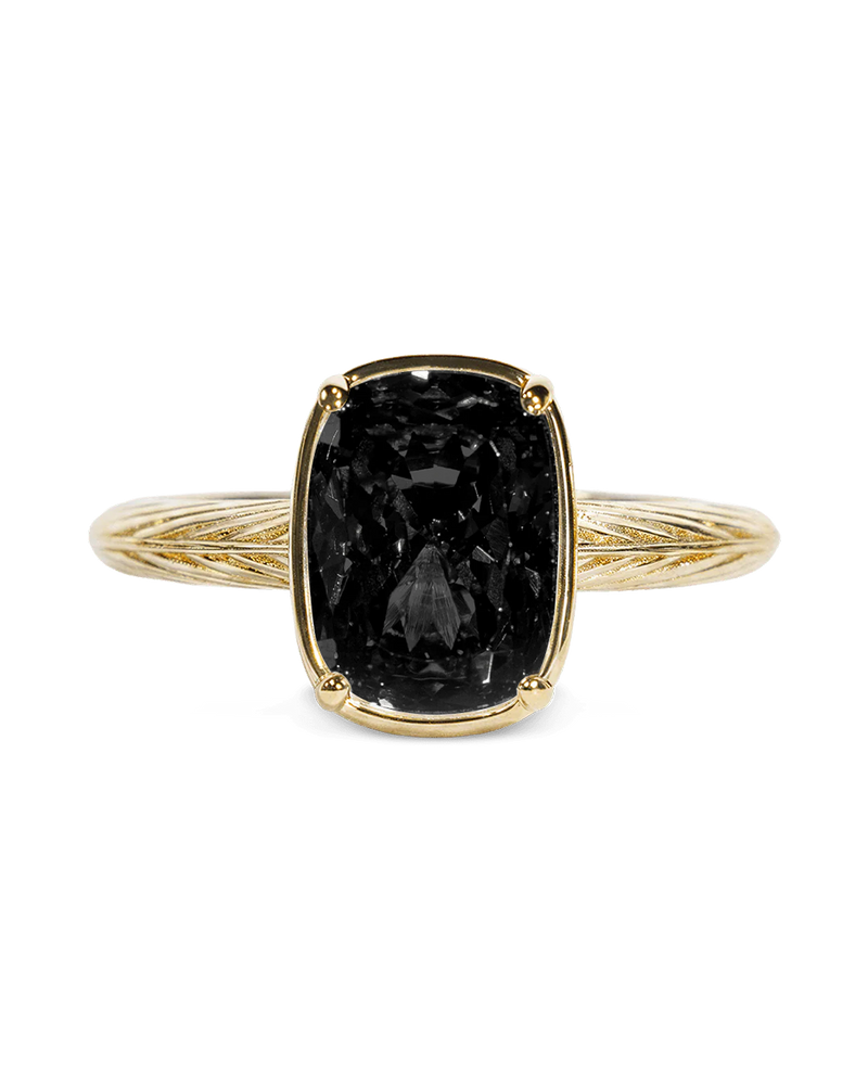 Black CZ Mini Elongated Sterling Silver Cushion Ring