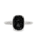 Sterling Silver Mini Black Elongated Cushion Ring