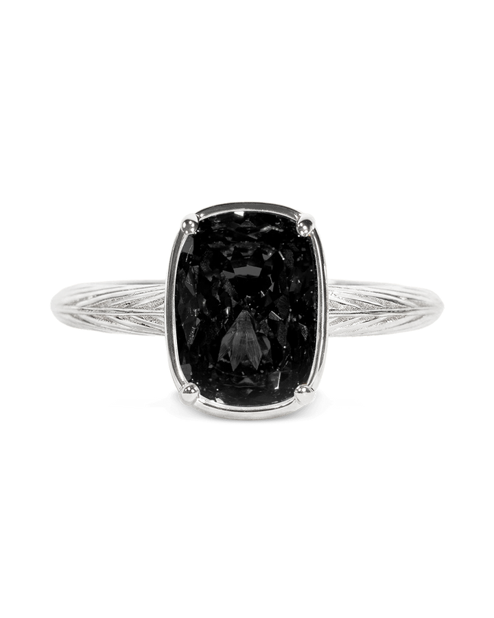 Sterling Silver Mini Black Elongated Cushion Ring