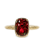 Garnet CZ Mini Elongated Sterling Silver Cushion Ring