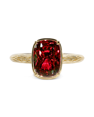 Sterling Silver Mini Garnet Elongated Cushion Ring