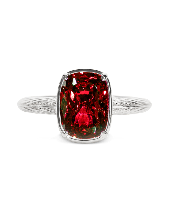 Sterling Silver Mini Garnet Elongated Cushion Ring