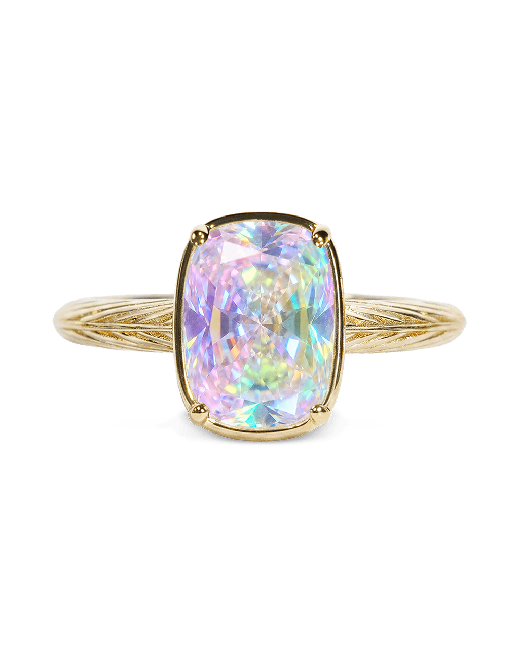Sterling Silver Mini Iridescent Elongated Cushion Ring