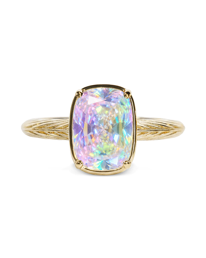 Sterling Silver Mini Iridescent Elongated Cushion Ring
