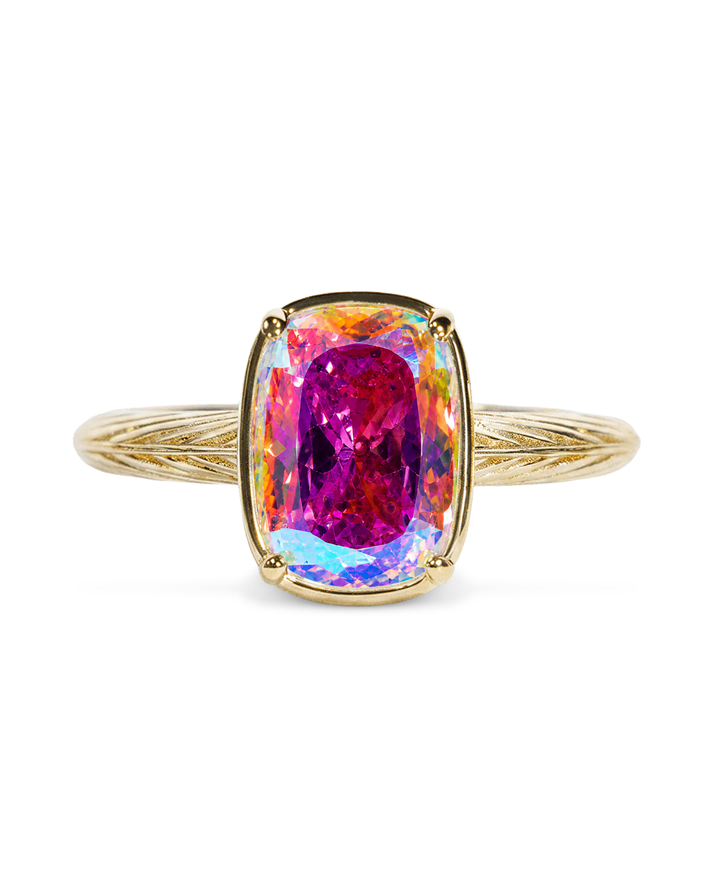 Sterling Silver Mini Iridescent Elongated Cushion Ring