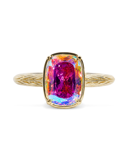 Sterling Silver Mini Iridescent Elongated Cushion Ring