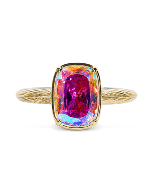 Sterling Silver Mini Iridescent Elongated Cushion Ring