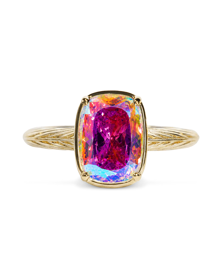 Sterling Silver Mini Iridescent Elongated Cushion Ring