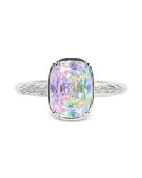 Sterling Silver Mini Iridescent Elongated Cushion Ring