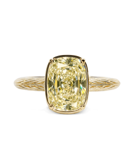 Sterling Silver Mini Light Yellow Elongated Cushion Ring