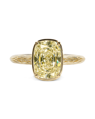 Sterling Silver Mini Light Yellow Elongated Cushion Ring