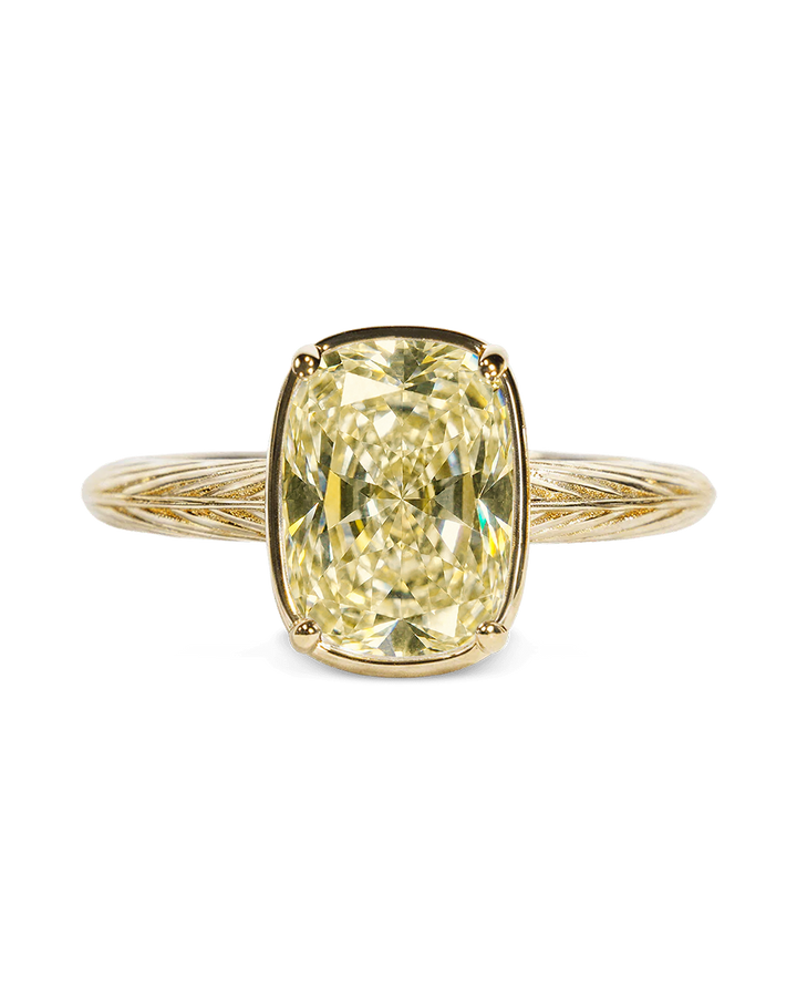 Sterling Silver Mini Light Yellow Elongated Cushion Ring