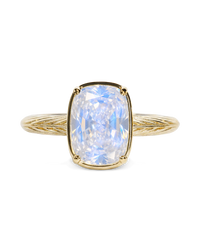 Sterling Silver Mini Moonstone Elongated Cushion Ring