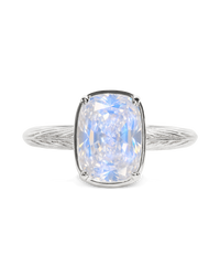 Sterling Silver Mini Moonstone Elongated Cushion Ring