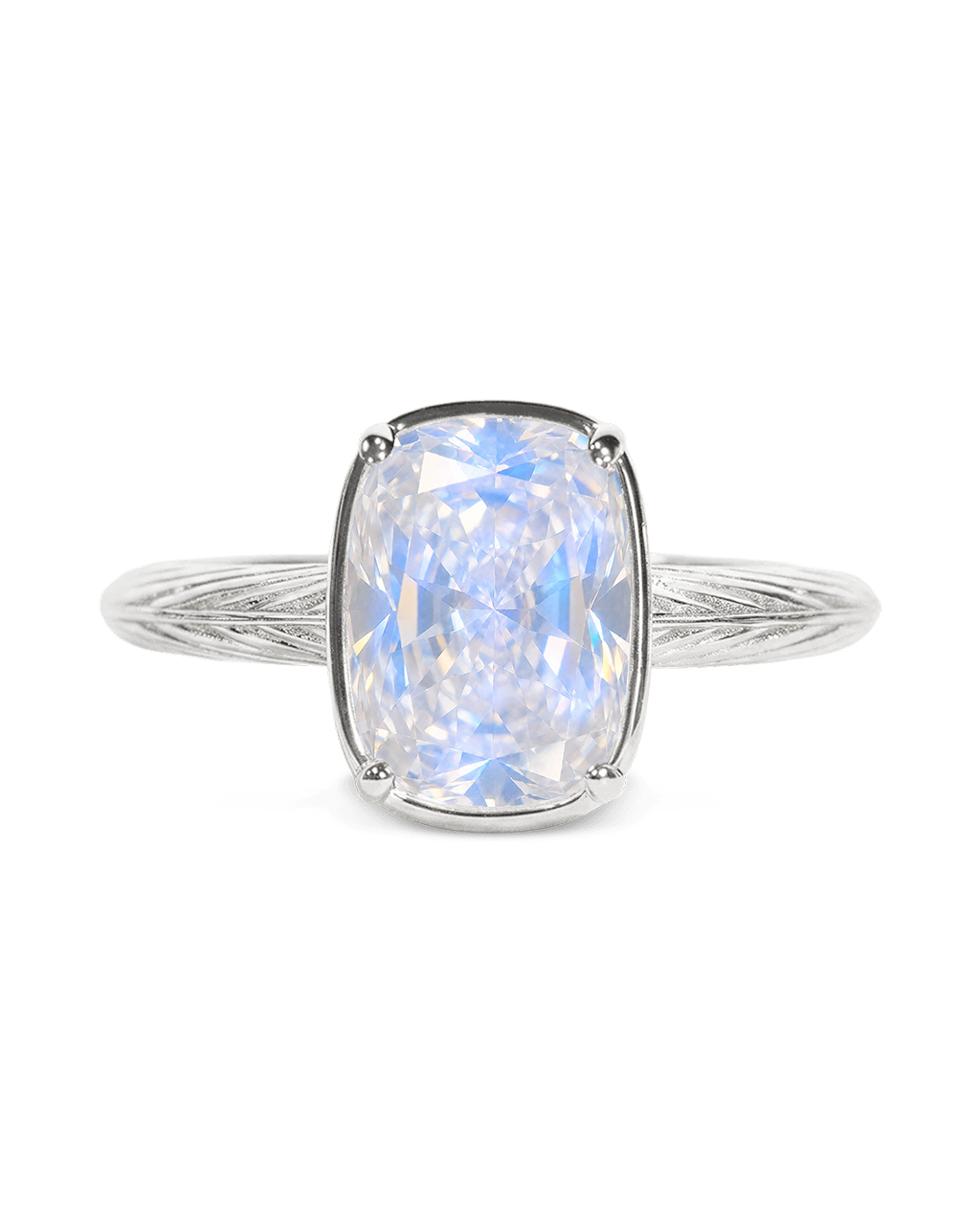 Sterling Silver Mini Moonstone Elongated Cushion Ring